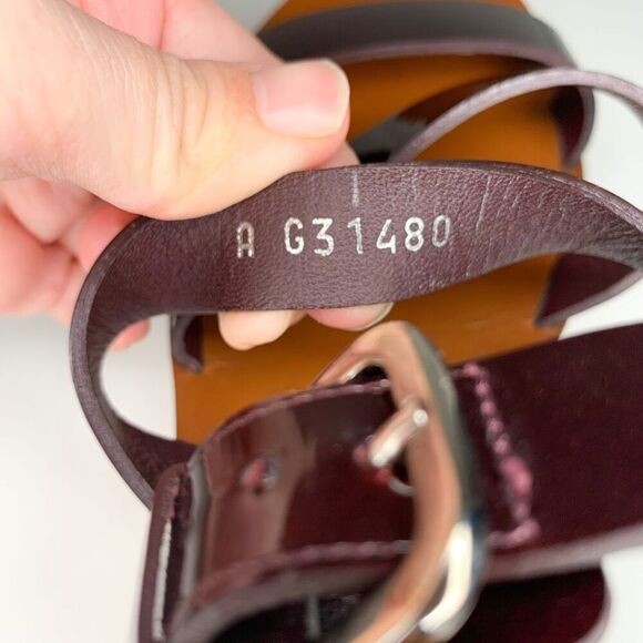 Chanel Burgundy Patent Leather CC Logo Wooden Platform Sandals EU 38 US 7-7.5 - Picture 12 of 12